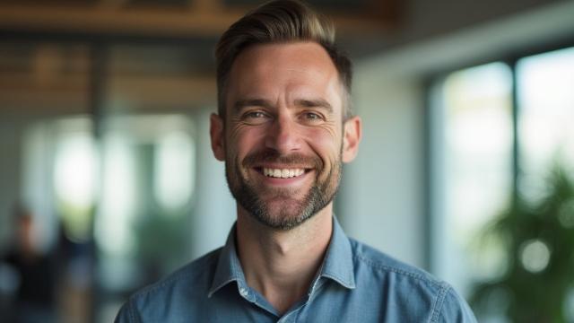 Video thumbnail of David L., 39, Tech Professional, smiling while talking