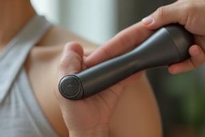 Theragun Prime percussion massager, held by a hand.